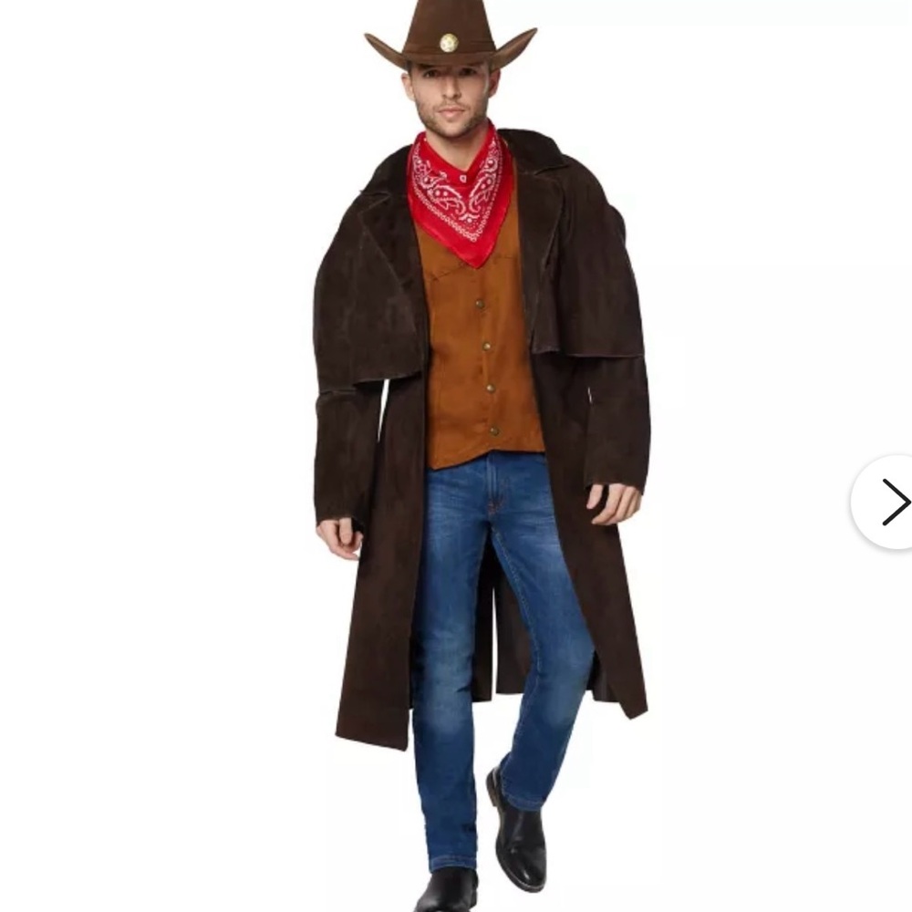 Spirit Adult Western Cowboy Costume with Coat and Red Bandana Size Large/XLarge